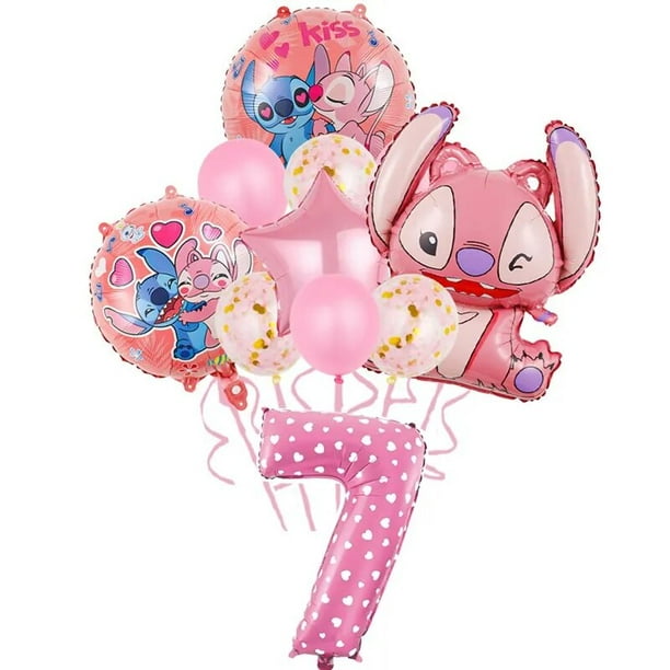 Disney-Decoraciones de Lilo & Stitch para fiesta de cumpleaños, plato de papel de Ángel rosa para Baby Shower, decoración de globos, suministros de vajilla