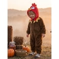 thumbnail image 3 of RUINIXCW Toddler Baby Boy Girl Thanksgiving Turkey Costume Newborn Baby Fall Winter Outfit Warm Fleece Hooded Jumpsuit Infant Zipper Romper Snowsuit, 3 of 9