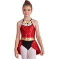 thumbnail image 3 of iiniim Girls Shiny Sequin Ice Skating Tuxedo Leotard Dress Jazz Tap Dance Performance Costume Size 6-16 A Red 10, 3 of 7
