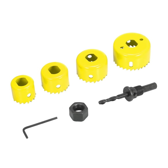 Bi-metal Hole Saw Kit 6Pcs Assorted Heavy-duty Hole Saw Set with 4 Saw of 32/38/44/54mm, 1 Mandrel, 1 Hex Key for Metal Wood Plasterboard PVC Downlight
