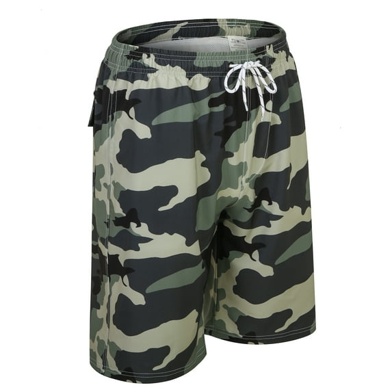 Quick Dry Swim Shorts with Mesh Lining Men's Beach Trunks Beach Shorts with Drawstring Elastic Waist and Pockets