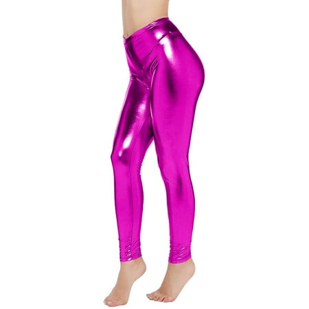 BJUTIR Lingerie For Women Pure Color Stretch Slim Interest Bright Leather Leggings