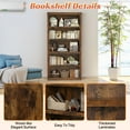 thumbnail image 5 of 69.9" Tall Bookcase, 5-Tier Bookshelf Wood Bookshelves for Home Living Room Office, Brown, 5 of 8
