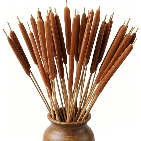 Tutuviw 15Pcs Dried Natural Cattails, Real Dried Cattails, Pencil Cattails Flowers, Plants Floral Stems Bundles for DIY Rustic Floral Arrangements, Wedding Home Farmhouse Decor - 17 inch Length