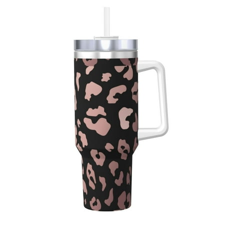 

40oz Large Capacity Car Cup Thermal Insulation Cold Kettle Stainless Steel Rust-Proof Odor Free For Indoor And Outdoor Activities And Other Scenarios Trendy Abstract Rose Gold Leopard