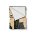 thumbnail image 2 of Austin Soft Flannel Fleece Blanket, Retro Grungy Classical Red American Car and City Landmarks Welcome to Texas Greeting, Cozy Plush for Indoor and Outdoor Use, 50" x 60", Multicolor, by Ambesonne, 2 of 5