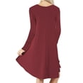 thumbnail image 2 of Mengpipi Women's T-Shirt Dresses Long Sleeve Plain Flowy Women Midi Dress with Pocket S-2XL, 2 of 9