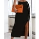 thumbnail image 2 of Falda ajustada, falda midi ajustada dividida Falda midi Falda dividida de punto acanalado Confiabilidad excepcional, 2 of 6