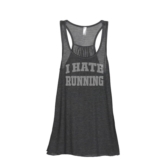 Thread Tank I Hate Running Women's Sleeveless Flowy Racerback Tank Top Charcoal Small