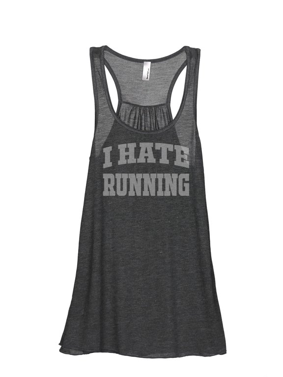 I Hate Running Women's Sleeveless Flowy Racerback Tank Top Charcoal Small