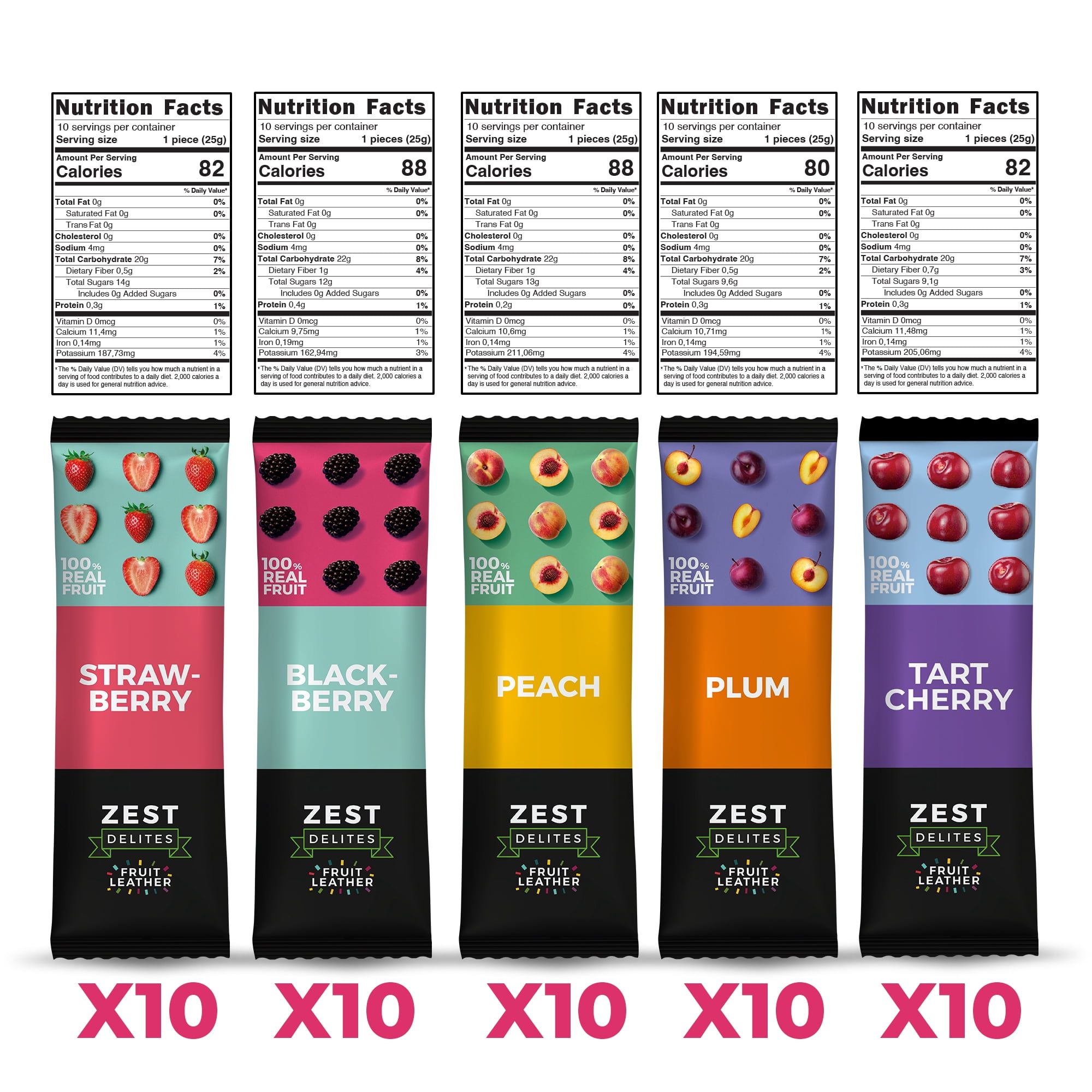 Zest Delites Fruit Leather Snacks Bulk, Vegan Fruit Bars, Healthy Snacks for Adults, 50 Pack