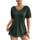 thumbnail image 2 of Blusa de Manga Corta con Cuello En V y Botones para Mujer Fiudx Informal Liso, 2 of 7