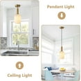 thumbnail image 4 of KCO Lighting Modern Milk White Ribbed Pendant Light Small 1-Light Frosted Globe Glass Kitchen Lighting Fixtures Single Brushed Gold Hanging Lighting, 4 of 7