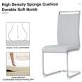 thumbnail image 5 of 6-Piece Dining Set with Marble Glass Table & Light Gray PU Chairs, Silver Metal Legs for Kitchen, Dining Room, 5 of 10