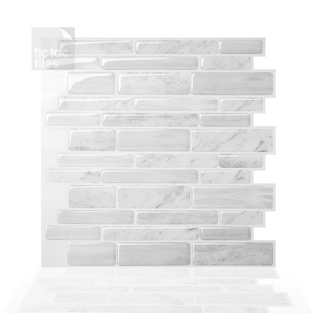 Tic Tac Tiles 10 Sheet 12 X 12 Peel And Stick Self Adhesive Removable Stick On Kitchen Backsplash Bathroom 3d Wall Sticker Wallpaper Tiles In Polito White Walmart Com Walmart Com