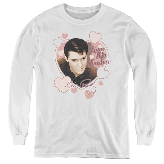 Elvis Presley Love Me Tender Youth Long Sleeve T-Shirt White