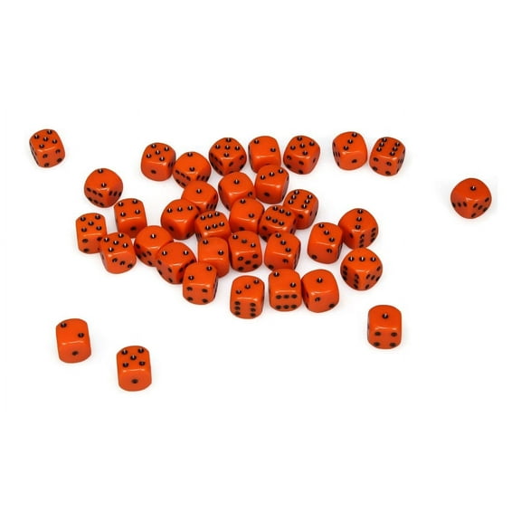 Chessex Opaque 12mm d6 Orange w/ Black Dice Block - Set of 36