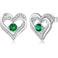 thumbnail image 1 of Pendientes de tuerca de plata de ley 925 con piedra natal, joyería para mujer, chapado en oro blanco/rosa, San Valentín, Navidad, aniversario, cumpleaños, joyería, regalos para él, 1 of 5