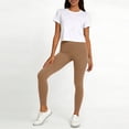 thumbnail image 6 of HTQWLP Women's High Waisted Leggings, Tummy Control Compression Fitness Yoga Pants, Soft Stretchy No Front Seam Leggings - Light Brown M, 6 of 6