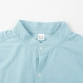 thumbnail image 5 of HOMADLES Men's Long Sleeve Button Up Shirts Linen Stripes Collar Solid Business Formal Dress Shirt Light Blue S, 5 of 9