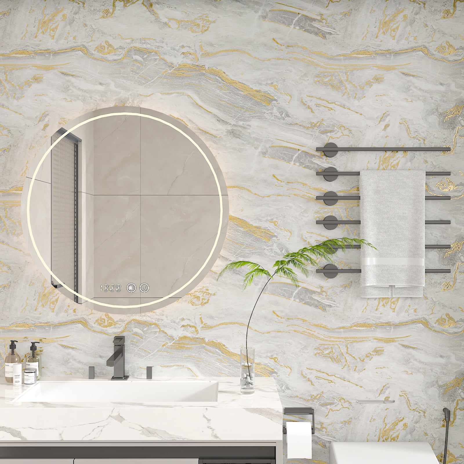 CHIHUT Beige Gold Matte Marble Contact Paper for Countertops Waterproof 17.7"x236" Liquid Peel and Stick Marble Wallpaper for Kitchen Self Adhesive Wall Paper Removable Vinyl Roll for Cabinets Walls