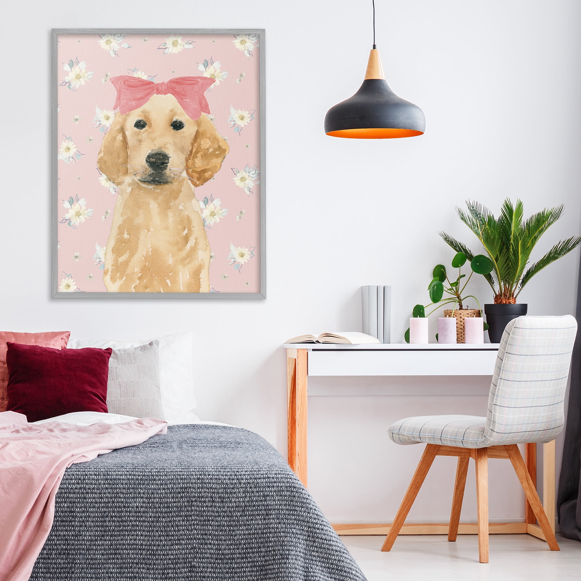 Stupell Industries Picture Ready Retriever Gray Framed Giclee Art, design by Lucille Price