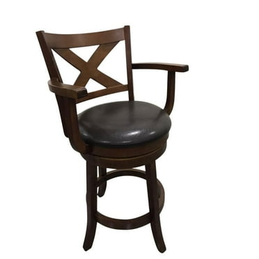 Essex Deluxe Swivel Barstool - Set of 2 - Walnut - Brown Upholstery