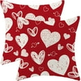 thumbnail image 1 of Housses de Coussin Saint-Valentin 16x16 Ensemble de 2, Décor Cœurs Blancs Rouges Coussins Décoratifs Saint-Valentin Lin Anniversaire Mariage Housse de Coussin Décorations Saint-Valentin pour Maison Canapé Extérieur, 1 of 5
