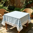 thumbnail image 7 of Blue White Gingham Ruffle Tablecloth,Plaid Decorative Table Cover,Wrinkle Resistant Easy Clean Fabric Cloth for Dining Desk Photography Background Home Decor, 7 of 7