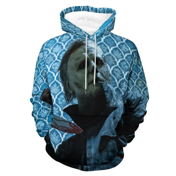 Michael Myers Hoodies for Men Women 3D Print Pullover Novelty Hooded Sweatshirt Hoodies with Big Pockets S