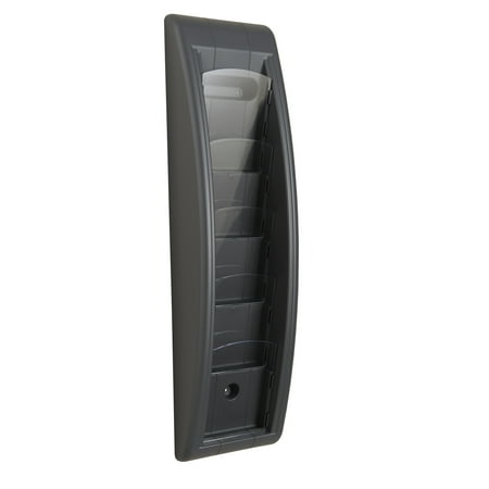 Five Display Pockets Paperflow Quick Fit Systems Wall Mounted Literature Display, Five Pockets, 1/3 Letter, Charcoal (4062US.11) ()
