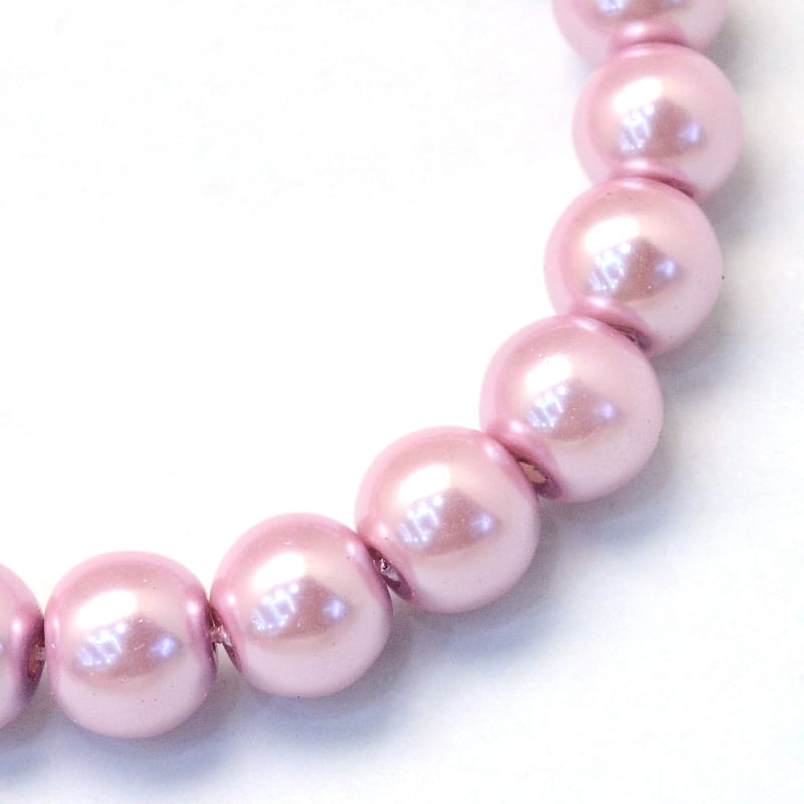 Baking Painted Pearlized Glass Pearl Round Bead Strands Flamingo 6~7mm Hole: 1mm 135~140pcs/strand 31.4 inch