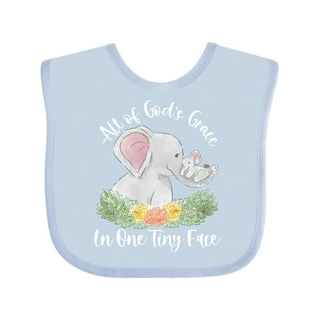 

Inktastic All of God s Grace in One Tiny Face Elephants and Flowers Gift Baby Boy or Baby Girl Bib
