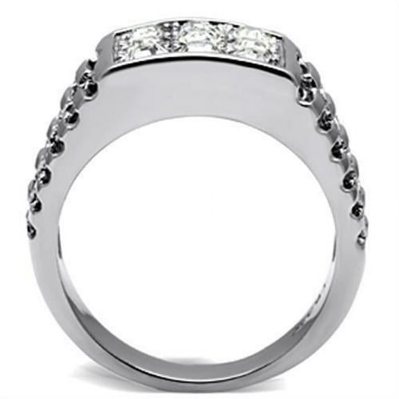TK360 - High polished (no plating) Stainless Steel Ring with Top Grade Crystal in Clear