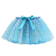 thumbnail image 4 of Girls Tulle Skirts Stars Sparkly Sequin Tie Waist Puffy Tutus Skirt with Hairbow Layered Mesh Toddler Little Girl Outfits, Blue, L, 4 of 6