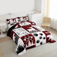 thumbnail image 3 of Feelyou Bear Deer Queen Comforter Set, Red Patchwork Plaid Bedding Comforter Set, 3pcs, 3 of 8