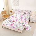 thumbnail image 2 of Erosebridal Watercolor Flowers Blossom Queen Sheet Sets,Colorful Omber Butterfly Bed Set For Girl 4 Pieces, 2 of 6