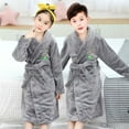 thumbnail image 1 of Flannel Bathrobe for Kids Boys and Girls, Cartoon Print, Warm Soft Thick, 1 of 9