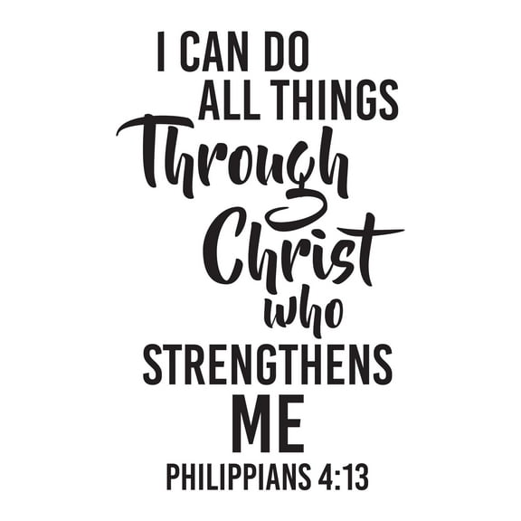 Family I Can Do All Things Philippians 4:13 Uplifting Quote Wall Decal Decoration Through Christ Bible Verse Beautiful Bible Quotes Lasts Years and Easily Removable - Size: 12 In(W) x 20 In(H)