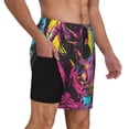 thumbnail image 2 of Balery Neon Gothic Skull Moon Mens Swim Trunks Swim Shorts for Men Quick Dry Inseam Beach Shorts with Compression Liner Pocket-XX-Large, 2 of 9