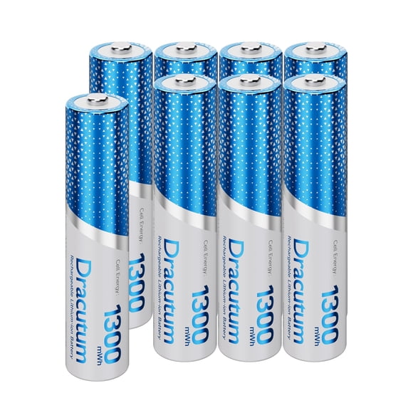 Pilas AAA recargables Dracutum 1300 mWh 1,5 V, paquete de 8