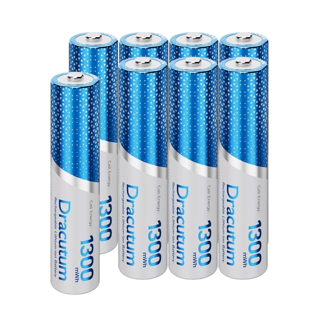 Pilas AAA recargables Dracutum 1300 mWh 1,5 V, paquete de 8