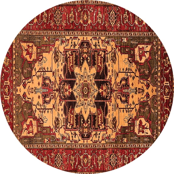 Ahgly Company Indoor Round Oriental Orange Industrial Area Rugs, 6' Round