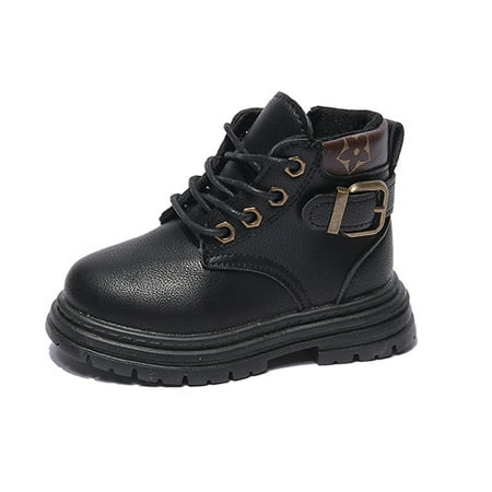 

Boys Girls Ankle Boots Side Zipper Lace-Up Waterproof Comfortable Outdoor Winter Boots for Toddler Little Kids