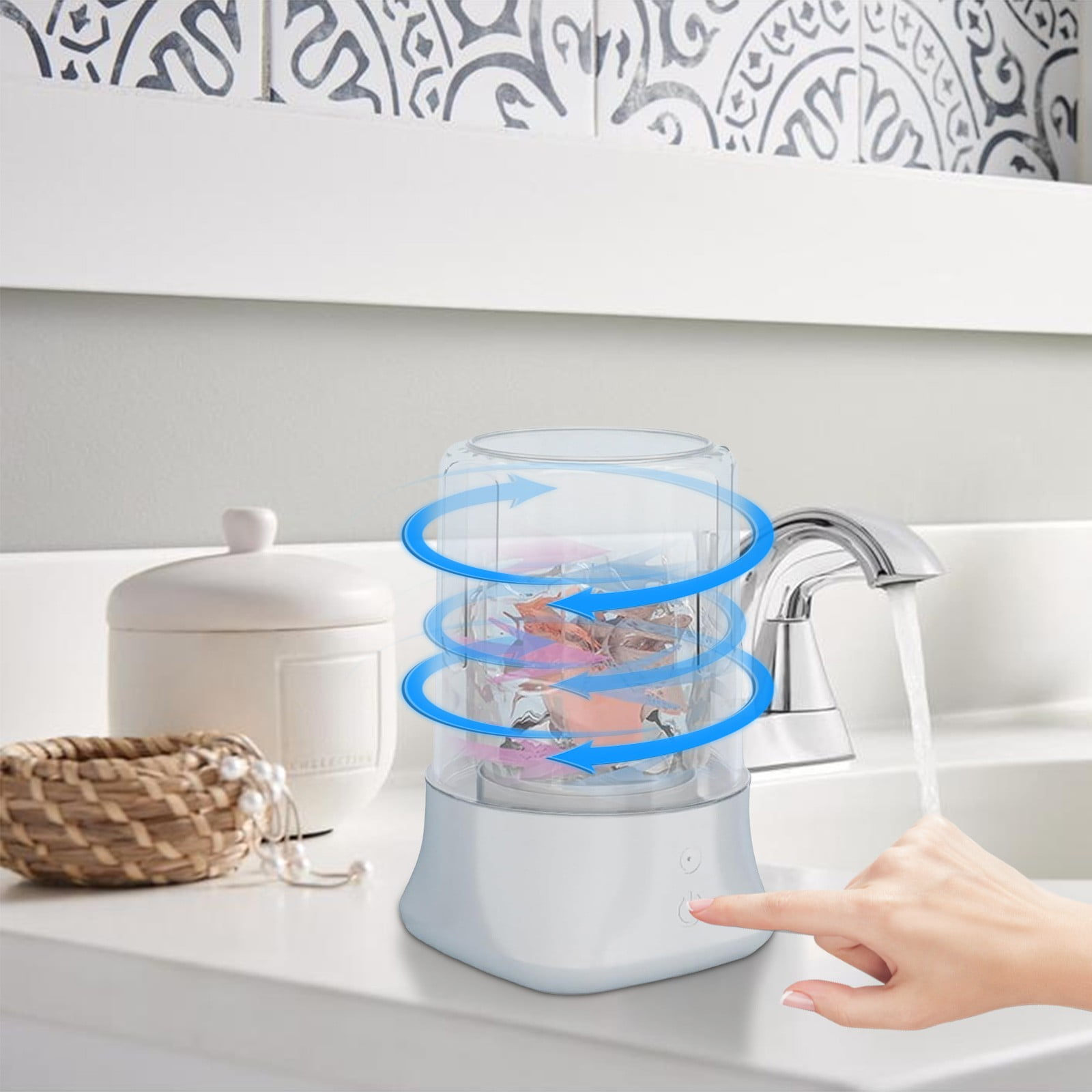 JilgTeok 1 Packs 1L Portable Mini Washing Machine Small Capacity Laundry Machine for Underwear Socks Home Rechargeable Battery Washer Lightweight Compact Clothes Cleaner for Travel Apartment Dorm