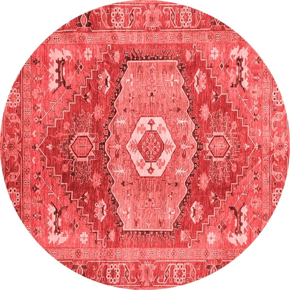 Ahgly Company Machine Washable Indoor Round Persian Red Traditional Area Rugs, 7' Round