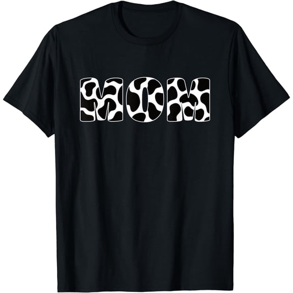 Black White Mom Cow Print Animal Pattern T-Shirt