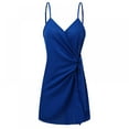 thumbnail image 5 of V Neck Solid Color Cocktail Beach Evening Party Dress Women's Slip Dress, 5 of 7