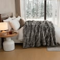 thumbnail image 4 of Cozylore Luxury Faux Fur Throw Blanket for Bed Super Thick Warm Long Fluff Fuzzy Blankets for Bedroom Living Room, 90" x 108", Gray, 4 of 7