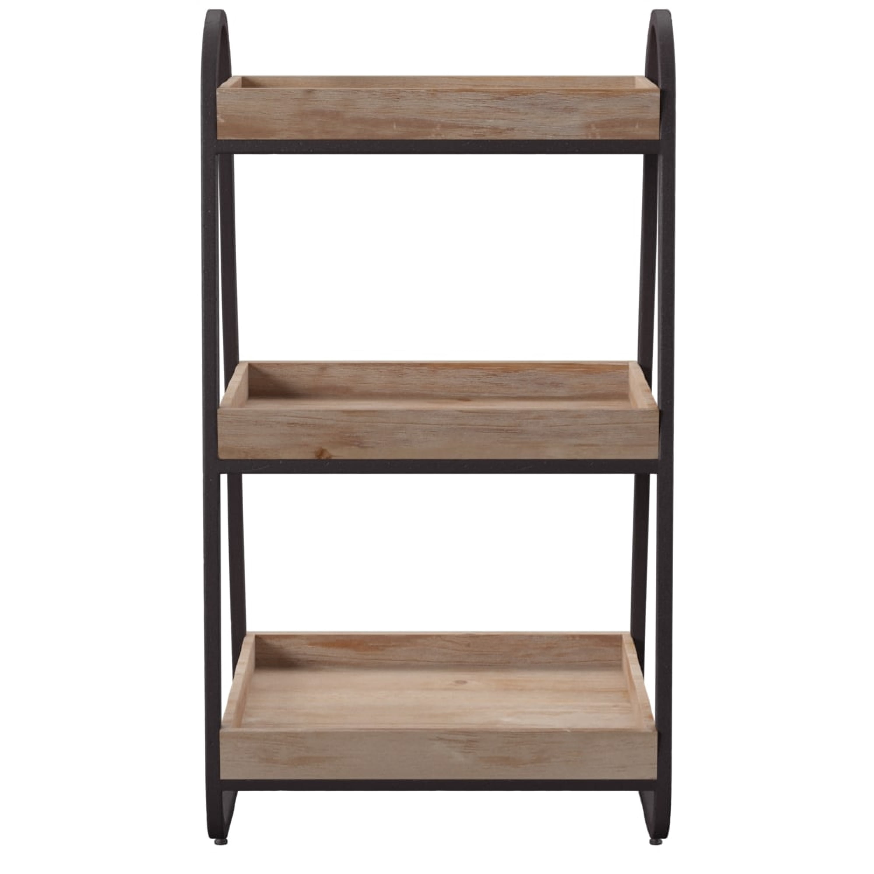 Linon Robinson 3-Tier Bath Stand, 32" Tall, Rustic Brown and Iron Finish